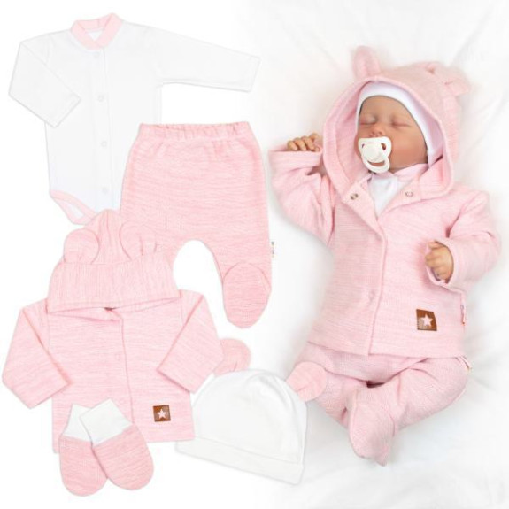 Pletená sada oblečení pro miminko Star 5dílná růžová Baby Nellys