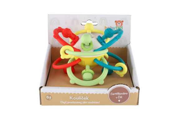 Koulíček chrastítko silikon/plast 13 x 9 cm Babyted