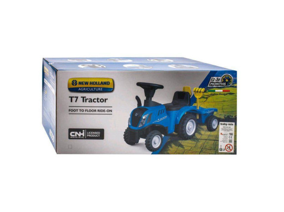 Dětské odrážedlo traktor s vlečkou a nářadím Baby Mix New Holland