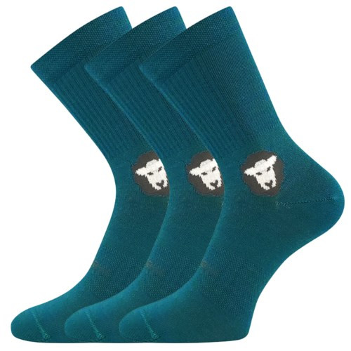 Ponožky dětské Barefootik merino se stříbrem modro-zelené (3 páry) 