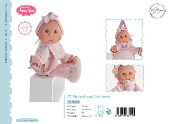 Moje první panenka s klokankou Antonio Juan - miminko s měkkým látkovým tělem - 36 cm