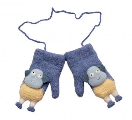 Zimní rukavičky se šňůrkou a kožíškem, Ovečka, Baby Nellys, Vel. 98/104
