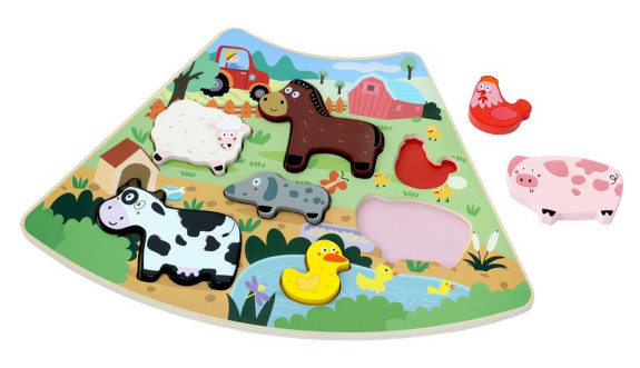 Dřevěné puzzle Veselá farma propojitelné 2Kids Toys