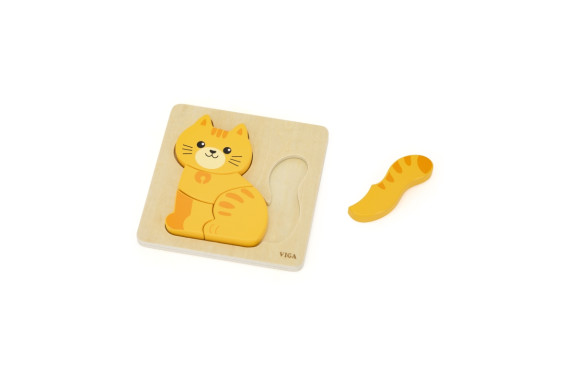 Dřevěné puzzle pro nejmenší - kočička