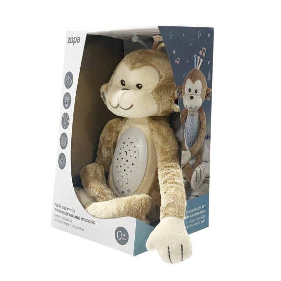 Plyšový usínáček s projektorem a melodiemi, Monkey Zopa