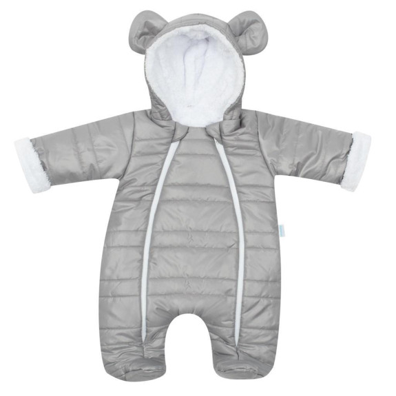 Zimní kojenecká kombinéza s kapucí a oušky New Baby Pumi grey