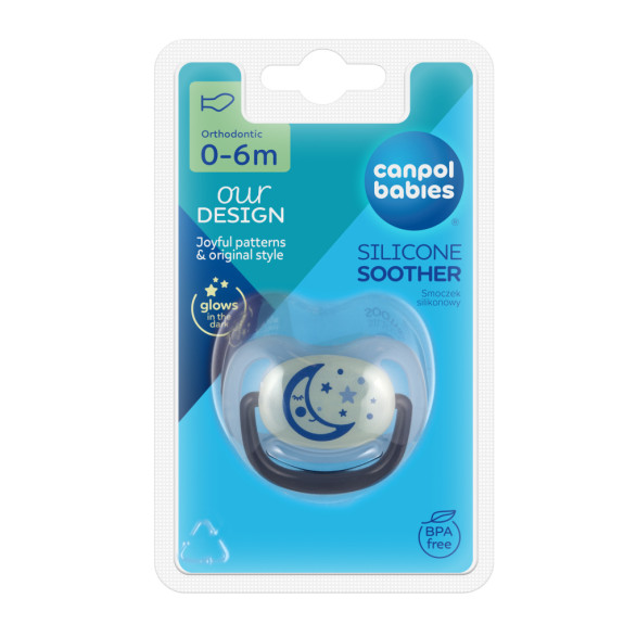 Dudlík svítící silikonový anatomický Night dreams 0 - 6 m, 1 ks Canpol babies