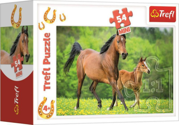 Minipuzzle koně 4 druhy, 54 dílků