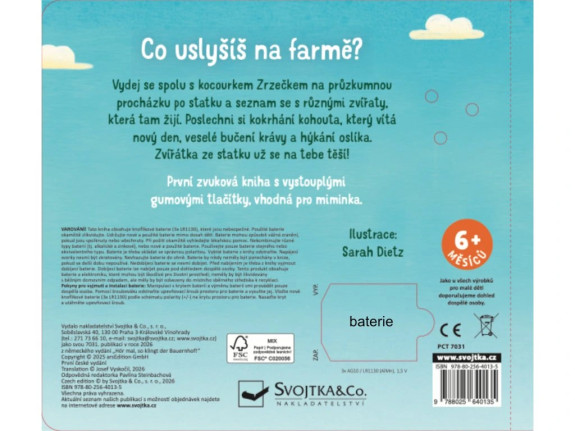 Co uslyšíš na farmě? První zvuky pro miminko Sarah Dietz