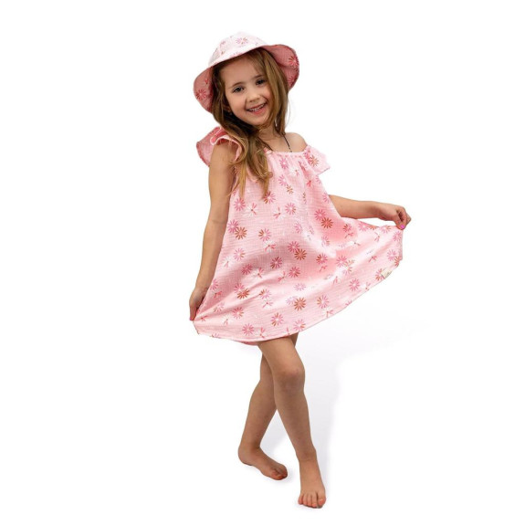 Dívčí mušelínové šaty Flower pink Esito