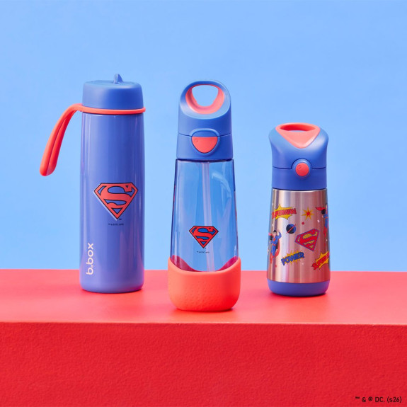 Láhev na pití s brčkem 600 ml Superman B.Box