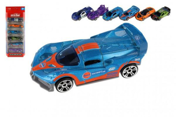 Auto sportovní 6 ks kov/plast 8 cm na volný chod