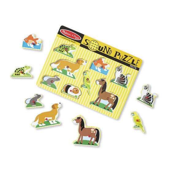 Dřevěné puzzle se zvuky Domácí zvířata Melissa & Doug