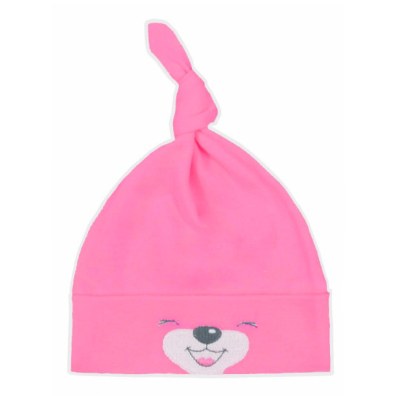 Bavlněná kojenecká čepička Bobas Fashion Lucky tmavě růžová