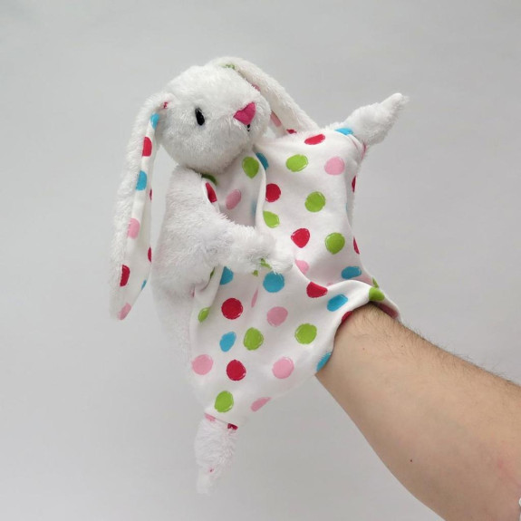 Králík 30 cm bílý, uzlíkový maňásek