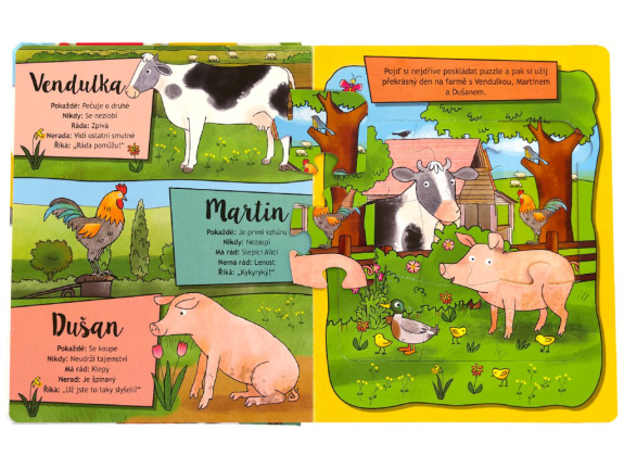 Kamarádi zvířátka kniha s puzzle Přátelé z farmy