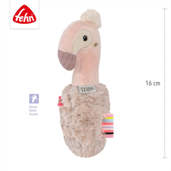 Chrastítko do ruky plameňák, Pink Baby Fehn