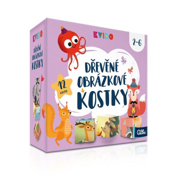 Dřevěné obrázkové kostky Kvído