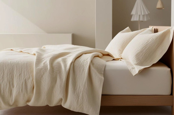 Mušelínové povlečení do dětské postýlky 100x135 cm + 45x60 cm Prem Cream