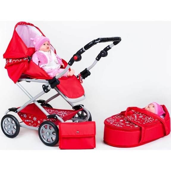 Dětský kočárek pro panenky 2v1 New Baby Monika růžový