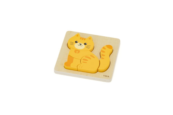 Dřevěné puzzle pro nejmenší - kočička