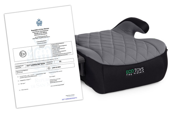 Dětský podsedák do auta ISOFIX i-Size s držákem na nápoje, pro výšku 125–150 cm šedý