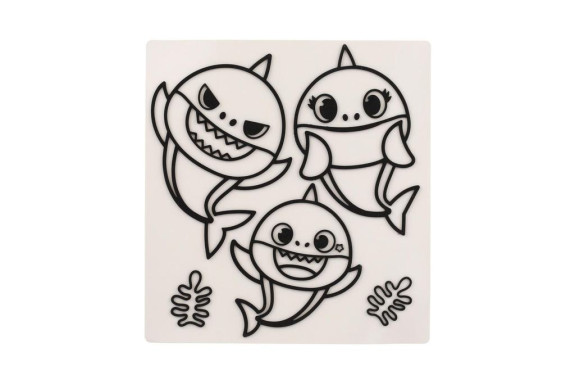 Okenní samolepky a omalovánky Baby Shark s barvami