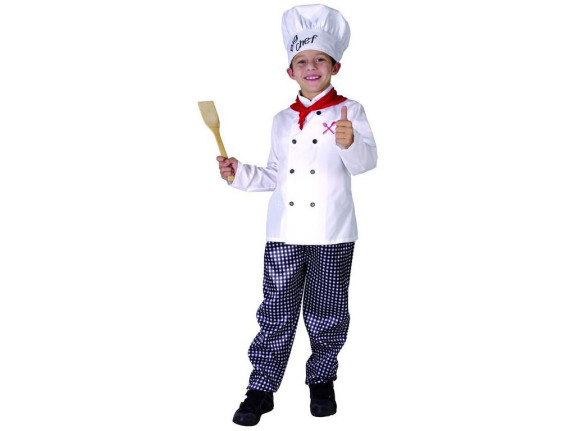 Kostým na karneval - kuchař, Vel. 130-140 cm