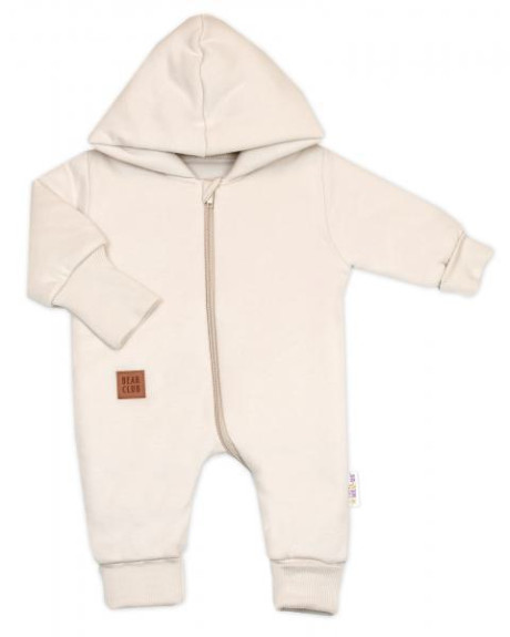 Bavlněný overálek s kapucí, rukavičky, botky, 3D sada Sv. béžový Baby Nellys