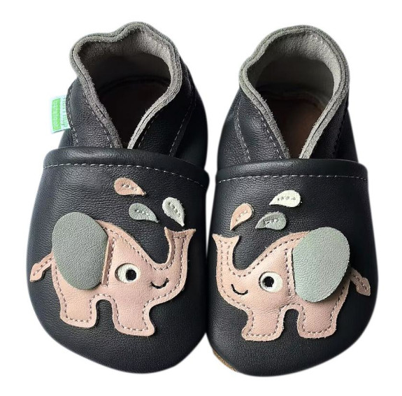 Kožené capáčky Barefoot Vel. M (6-12 měs.) Hopi Hop