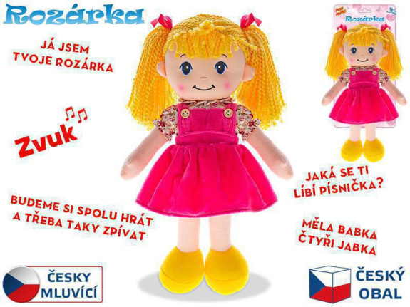 Panenka Rozárka měkké tělo 35 cm česky mluvící blondýnka