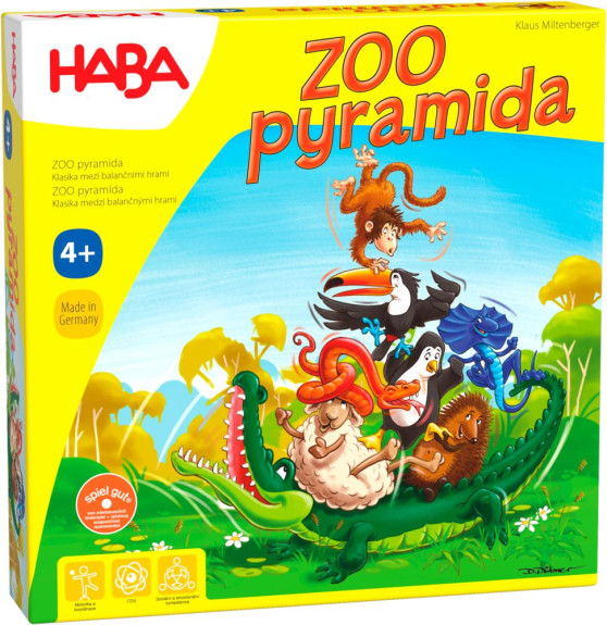 Společenská hra pro děti na rozvoj motoriky ZOO pyramida SK CZ verze