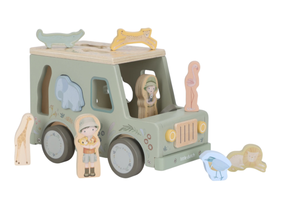 Auto s vkládacími tvary dřevěné Safari Friends Little Dutch