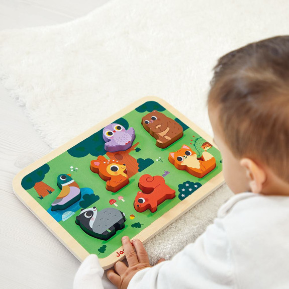 Drevené vkladacie puzzle pre najmenších Lesné zvieratá Chunky Janod