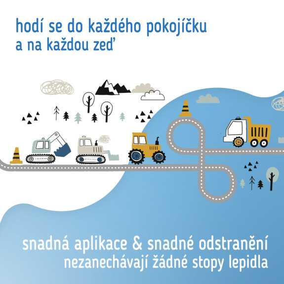 Nástěnné samolepky do dětského pokoje, Tractors on street Sipo