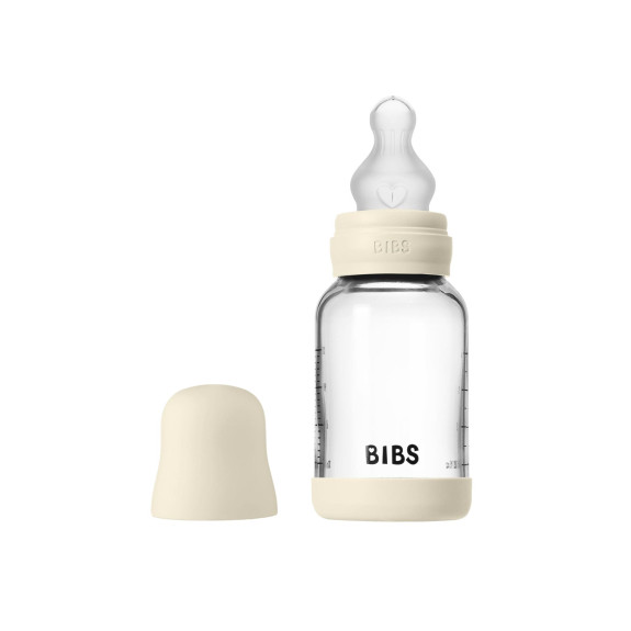 Antikoliková skleněná láhev se silikonovým dudlíkem 120 ml BIBS