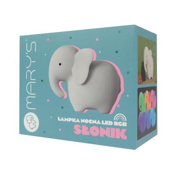 LED silikonová noční lampička Rgb s dálkovým ovladačem - slon Mary's