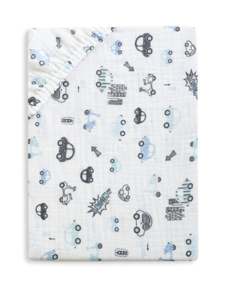 Mušelínové prostěradlo Design s gumou 60 x 120 cm BabyMatex
