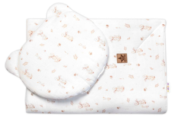 Mušelínová sada bílá Goose Teddy 30 x 35 cm, 70 x 100 cm 2D Husičky Baby Nellys