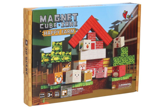 Stavebnice Magnet Cube Zone Happy Farm 80 dílků