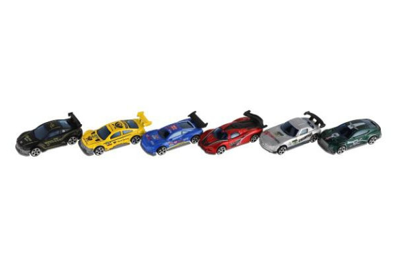 Auto závodní 6 ks kov/plast 8 cm na volný chod