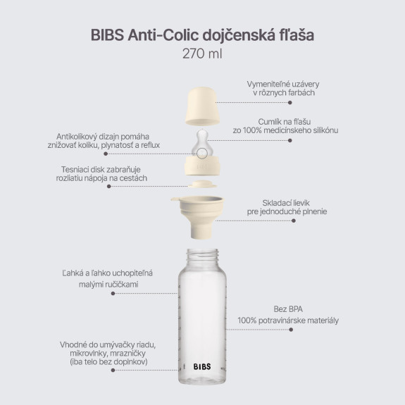 Antikoliková láhev se silikonovým dudlíkem 270 ml Bibs