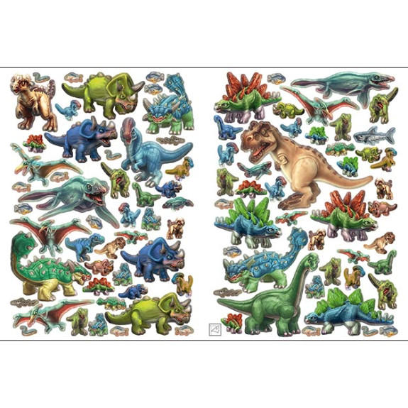 Metalická samolepková knížka Dinosauři