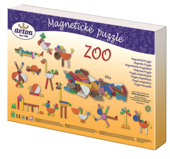 Puzzle dřevěné magnetické ZOO