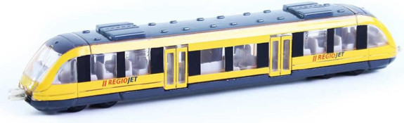 Vlak žlutý RegioJet kov/plast 17cm