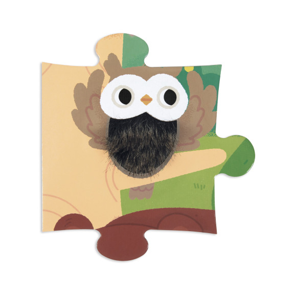 Puzzle dotykové senzorické Les s různými povrchy 20 ks Janod