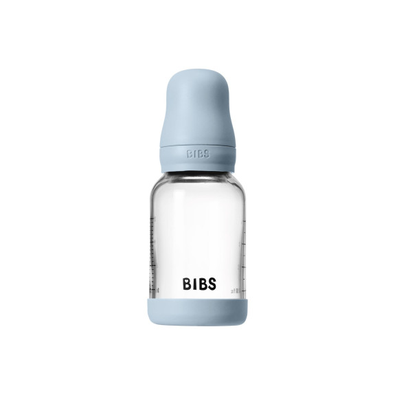 Antikoliková skleněná láhev s kaučukovým dudlíkem 120 ml Bibs