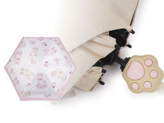 Dětský skládací mini deštník kočka s rukojetí tlapka