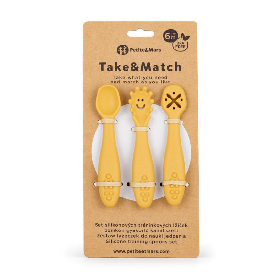 Set 3 ks silikonových tréninkových lžiček Take&Match 6 m+ Petite & Mars