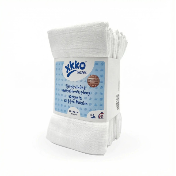 Dětské pleny z biobavlny Organic 60 x 60 cm Staré časy 10 ks bílé Xkko